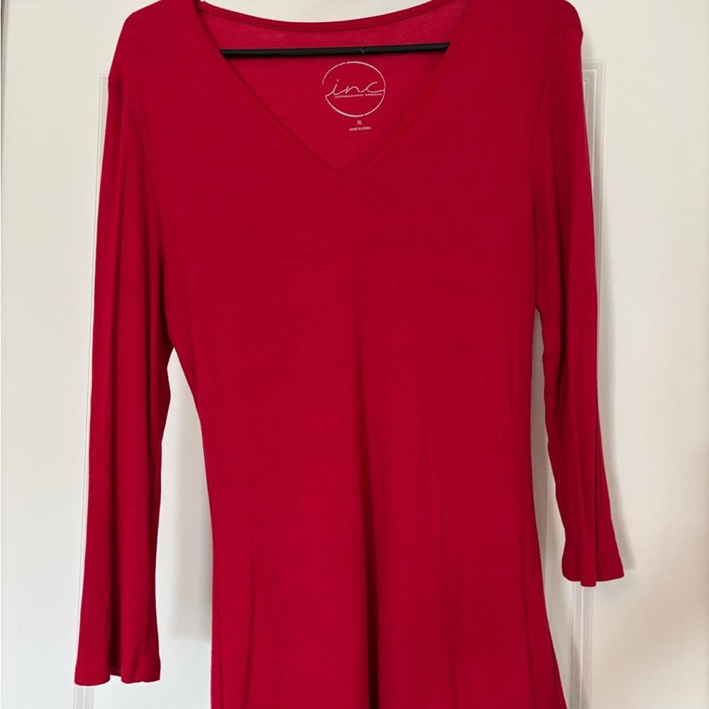 INC International Concepts Women's Scarlet Long Sleeve Top